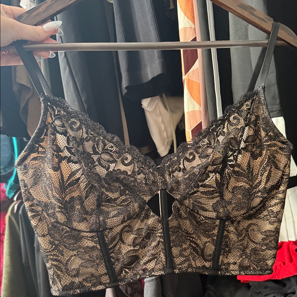 Popilush black and gold corset top
